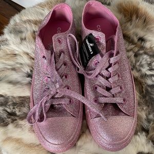 Brand new never work Sparkly pink converse